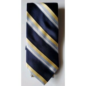 Tommy‎ Hilfiger Silk Tie Navy Blue Yellow Stripes Men Necktie 59 x 3.5
